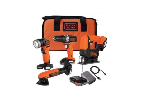 12V Сет од 4 алати, 2x1.5Ah USB батерии и USB кабел за полнење Black+Decker