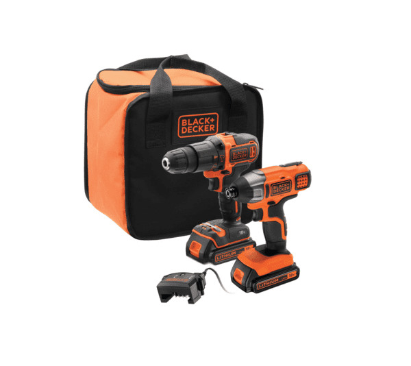 18V Сет дупчалка + ударен одвртувач 2x1.5Ah во торба Black+Decker