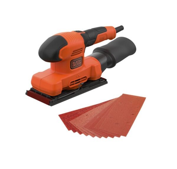 Вибрациска брусилка 150W со 10 хартии за стругање Black+Decker