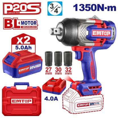 Батериски ударен одвртувач 1350Nm ECIWL20135 Emtop